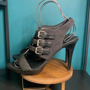 RARE J.Crew Leather/Twill Platform Sandals